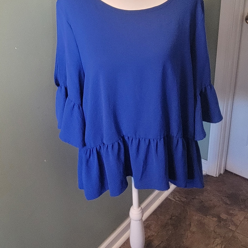 Vine & Love Royal Blue Ruffle Blouse